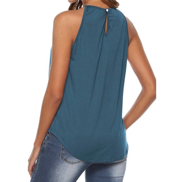 Slate Blue Crochet Lace Blouse - Picture 2 of 5